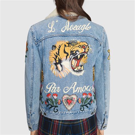 gucci denim jacket mexican flag|Gucci Denim Jackets for Women .